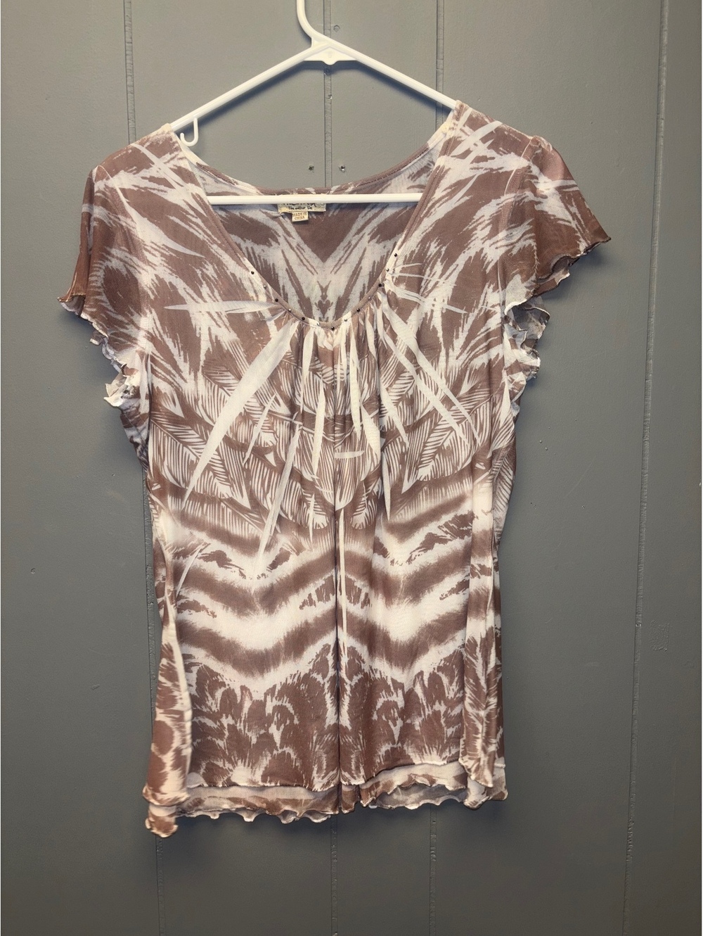 tie dye short sleeve ruched top size M
